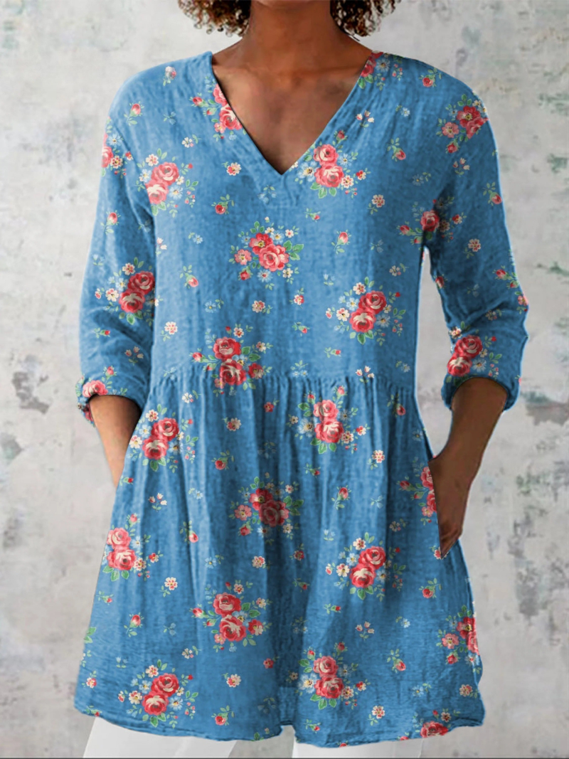 Milena | Blouse longue à col en V