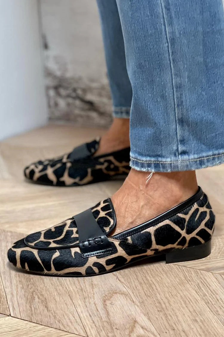 Mocassins slip-on color block imprimé vache à bout rond