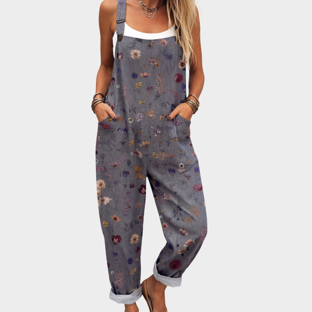 Combinaison Fleurs gris foncé