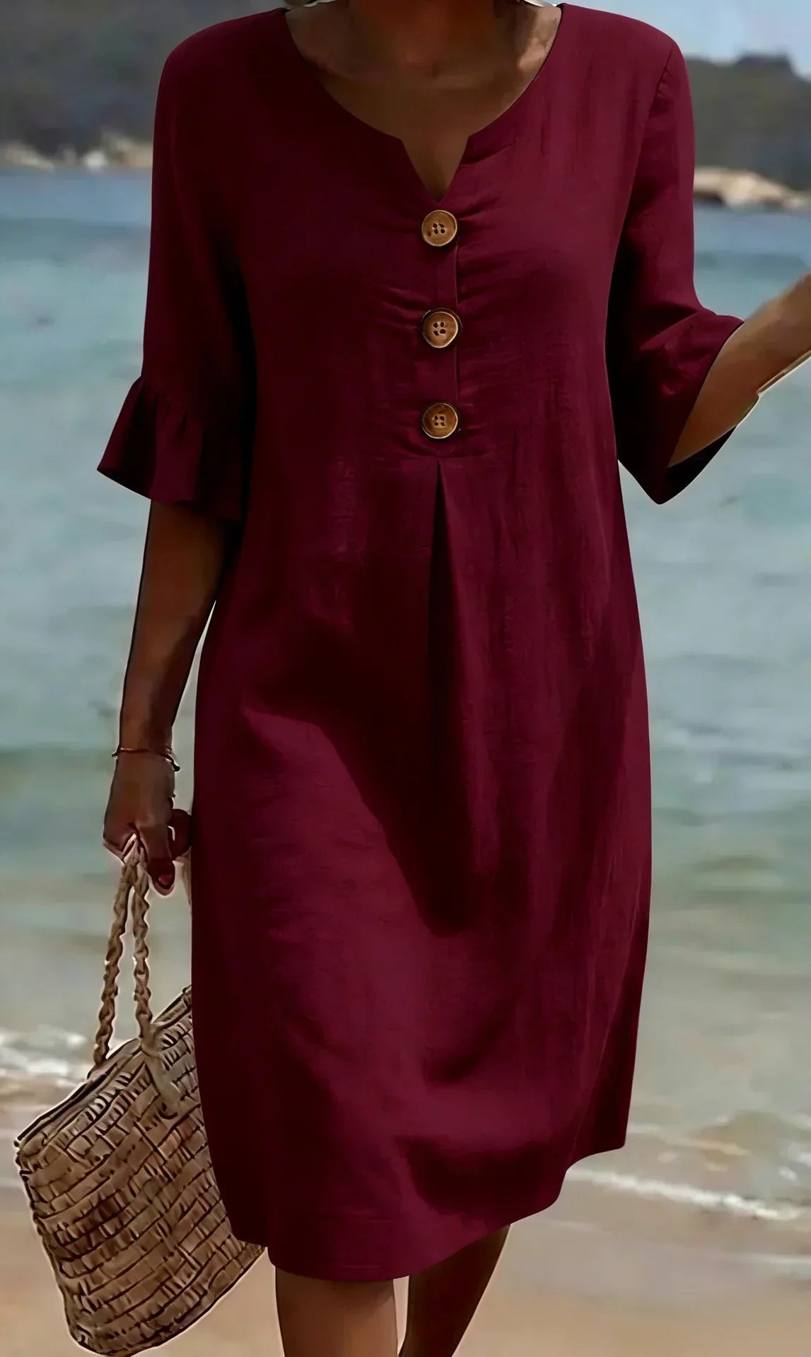 Vanesa™ | Robe Texturée Avec Manches Bouffantes et Boutons
