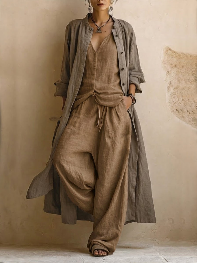 Rebecka | Ensemble Bohème 3 Pièces avec Long Cardigan