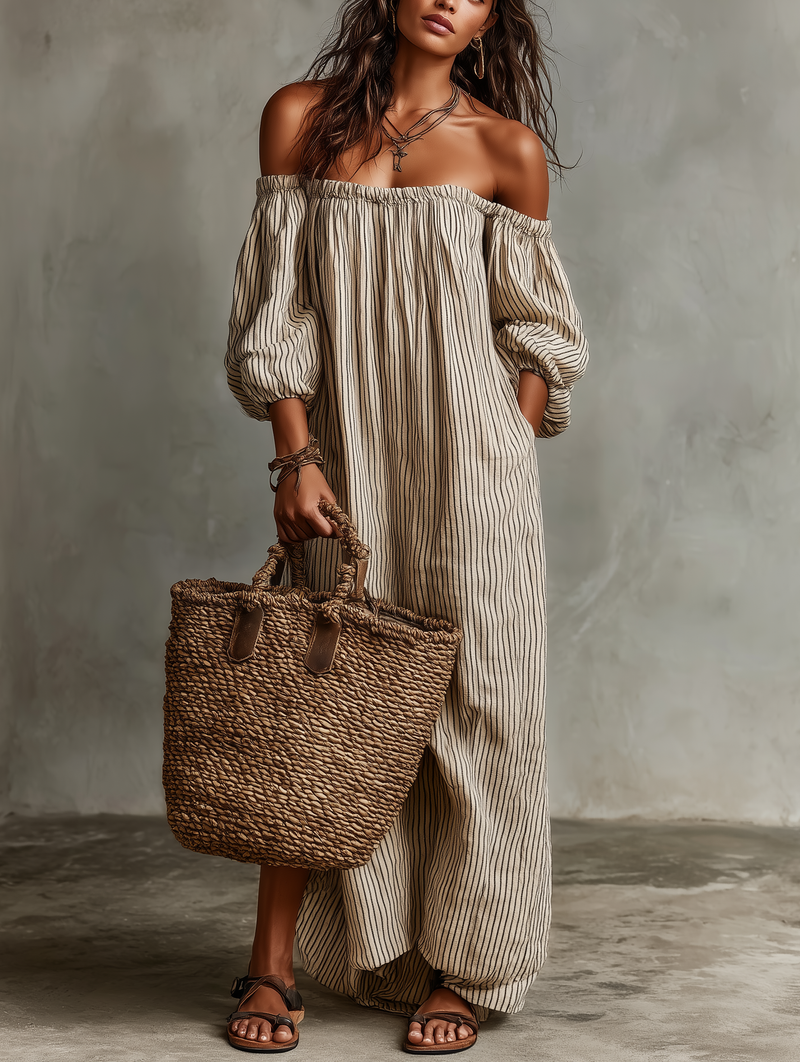 Carmen | Robe Longue avec Décolleté Off-the-Shoulder