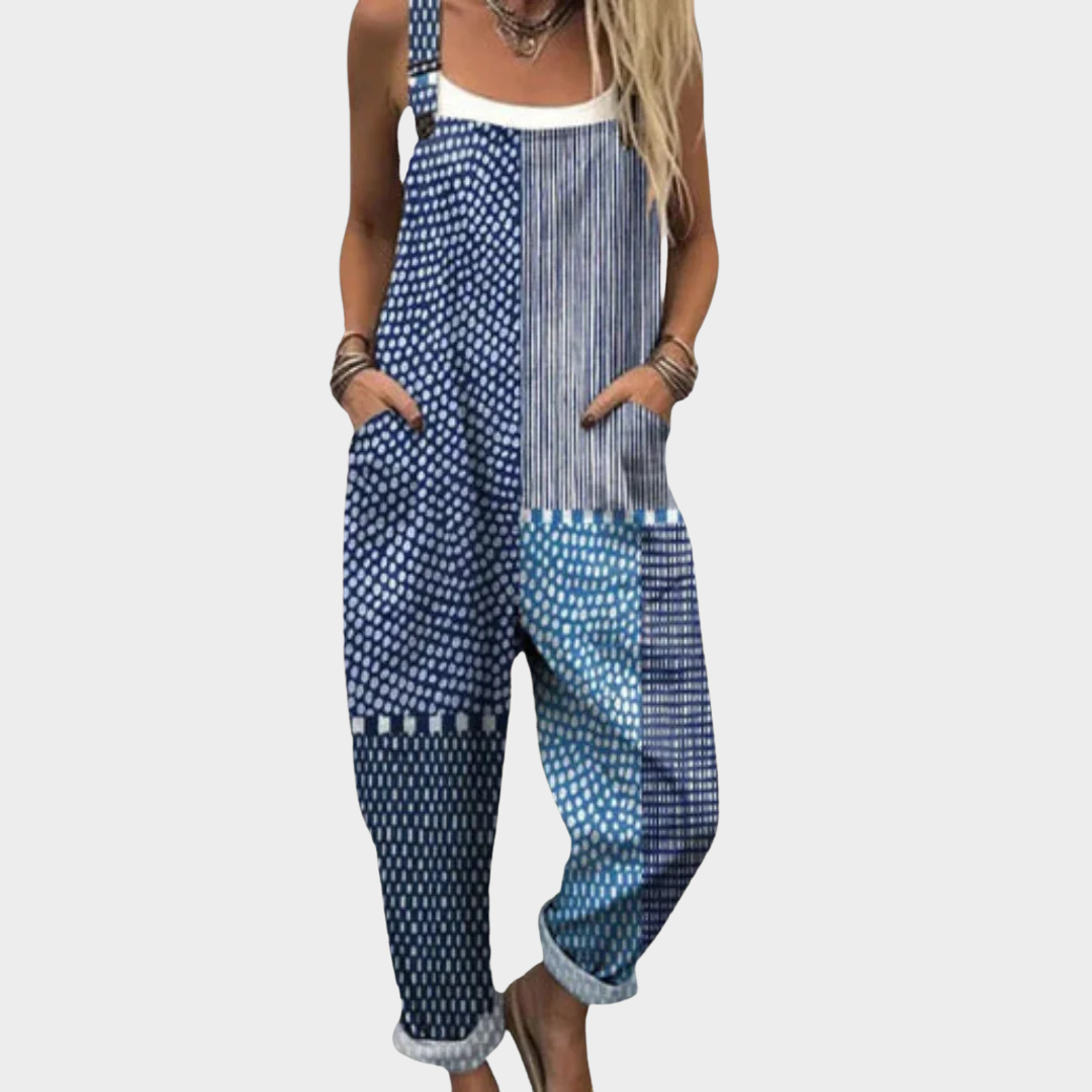 Combinaison Pois et rayures bleus – patchwork