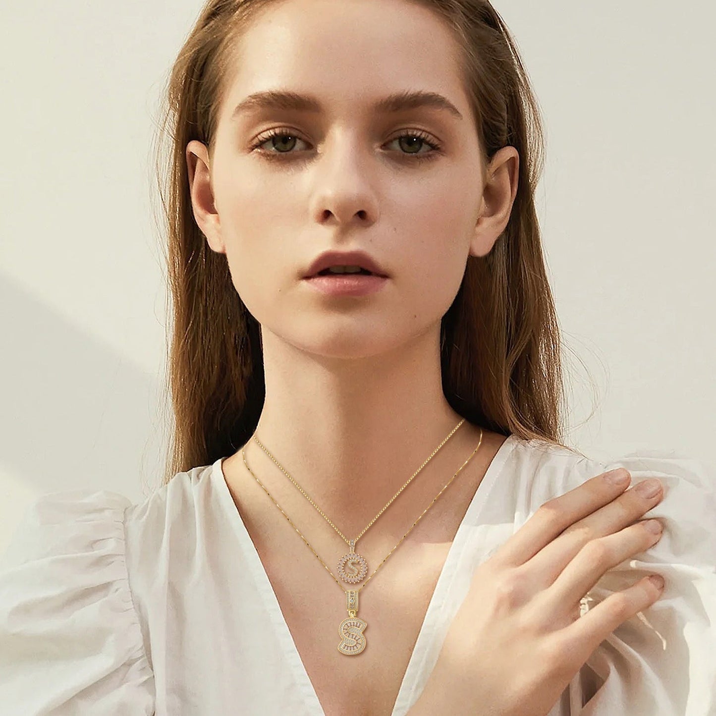 Parure de colliers avec initiale Pavé | Or