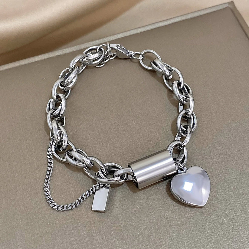 Bracelet massif avec cœur | Or