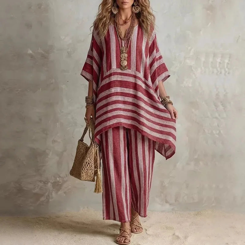 Elin | Ensemble Bohème 2 Pièces à Motif Rayé