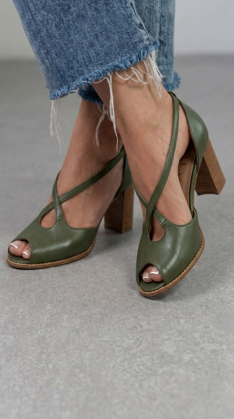 Sandales élégantes rose blush à brides croisées, bout ouvert et talon large
