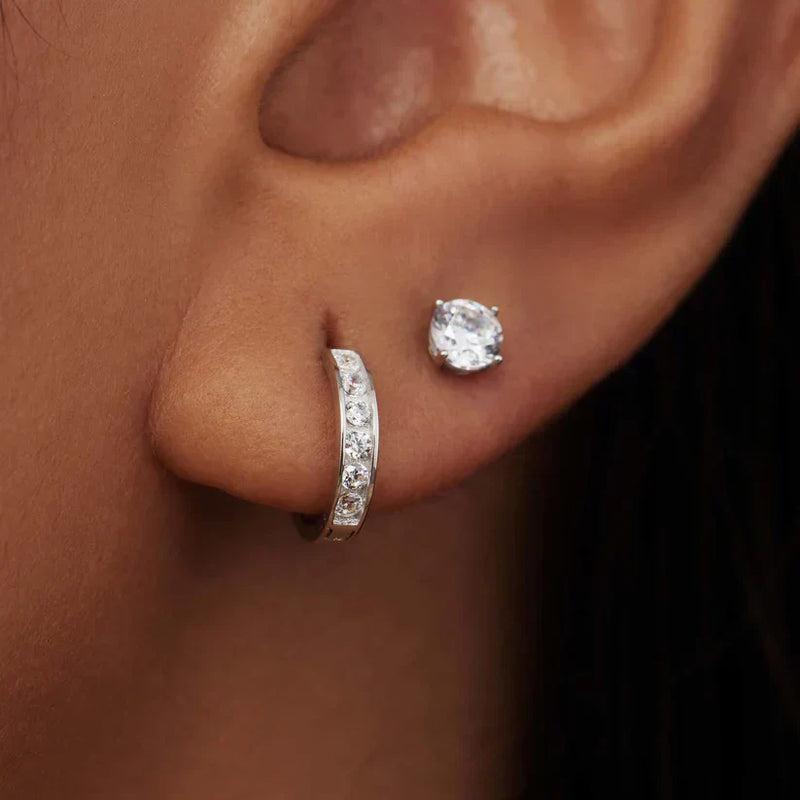 Dara Brillane Parure de boucles d'oreilles avec pierre | Or blanc