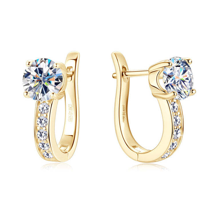 Boucles d'oreilles Huggie serti chenal | Or blanc