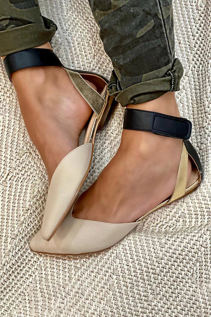 Ballerines cut-out color block à bout pointu avec bride cheville
