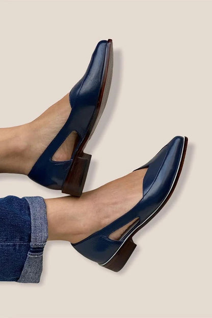Ballerines décontractées bleu marine à bout pointu et découpe