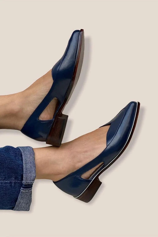 Ballerines cut-out slip-on décontractées Bleu marine à bout pointu