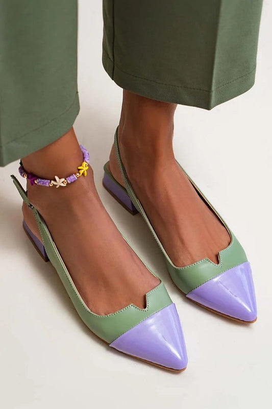 Ballerines slingback cut-out color block à bout pointu avec boucle