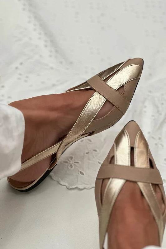 Ballerines slingback cut-out Or à bout pointu