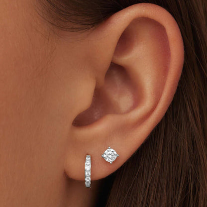 Dara Brillane Parure de boucles d'oreilles avec pierre | Or blanc