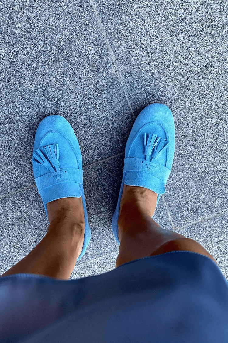 Mocassins à glands en daim magenta