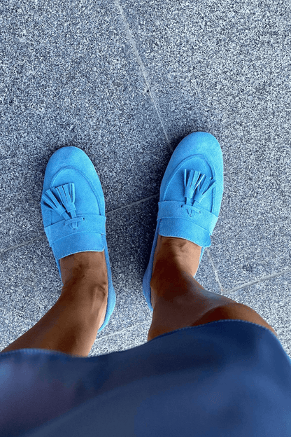 Mocassins à glands en daim magenta