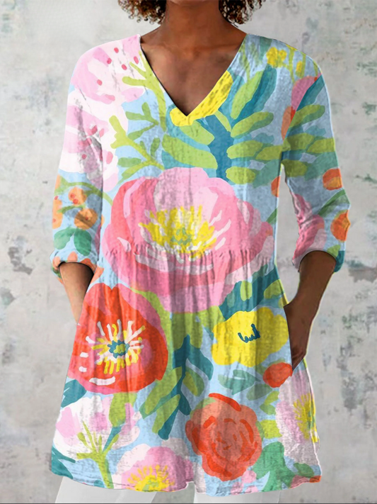Hana | Blouse longue à col en V