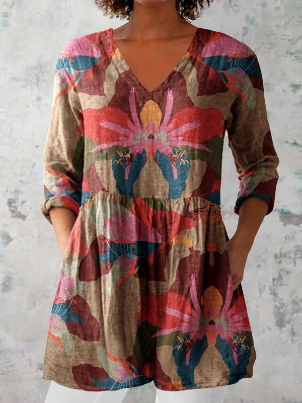 Sara | Blouse longue à col en V