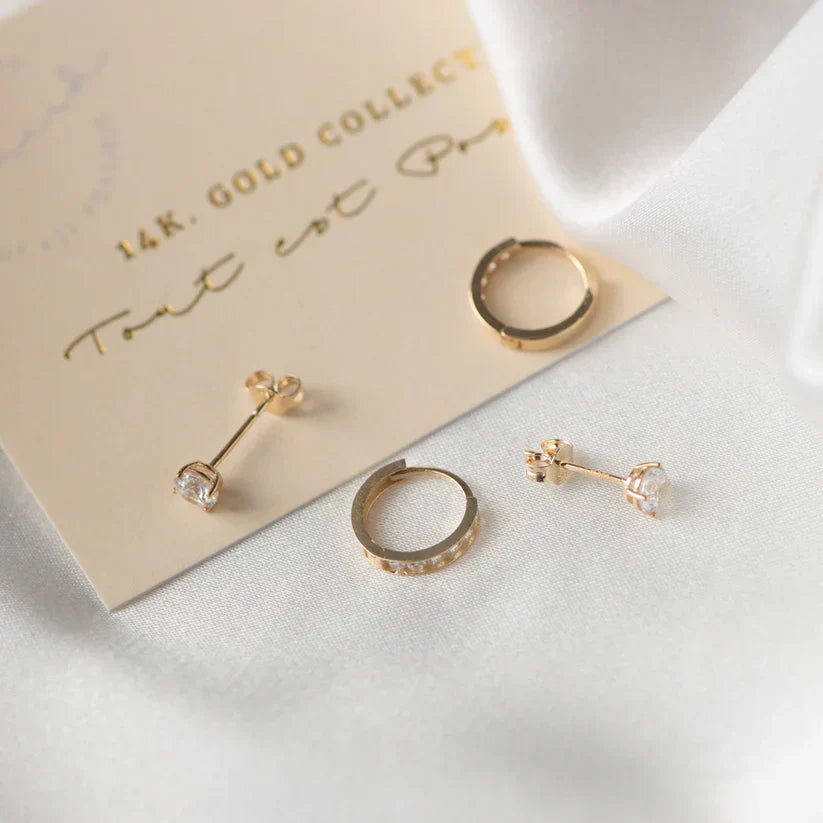 Dara Brillane Parure de boucles d'oreilles avec pierre | Or