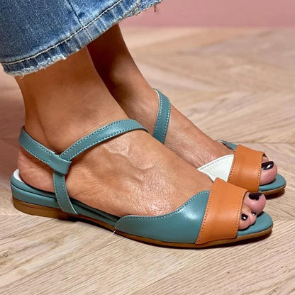 Sandales matelassées à bout ouvert, bride arrière et color block