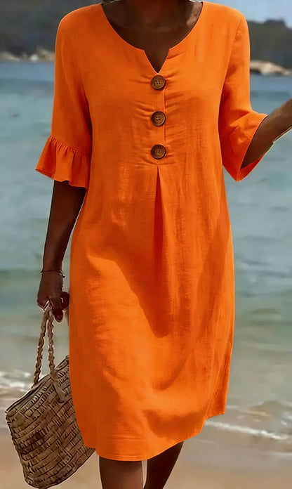 Vanesa™ | Robe Texturée Avec Manches Bouffantes et Boutons