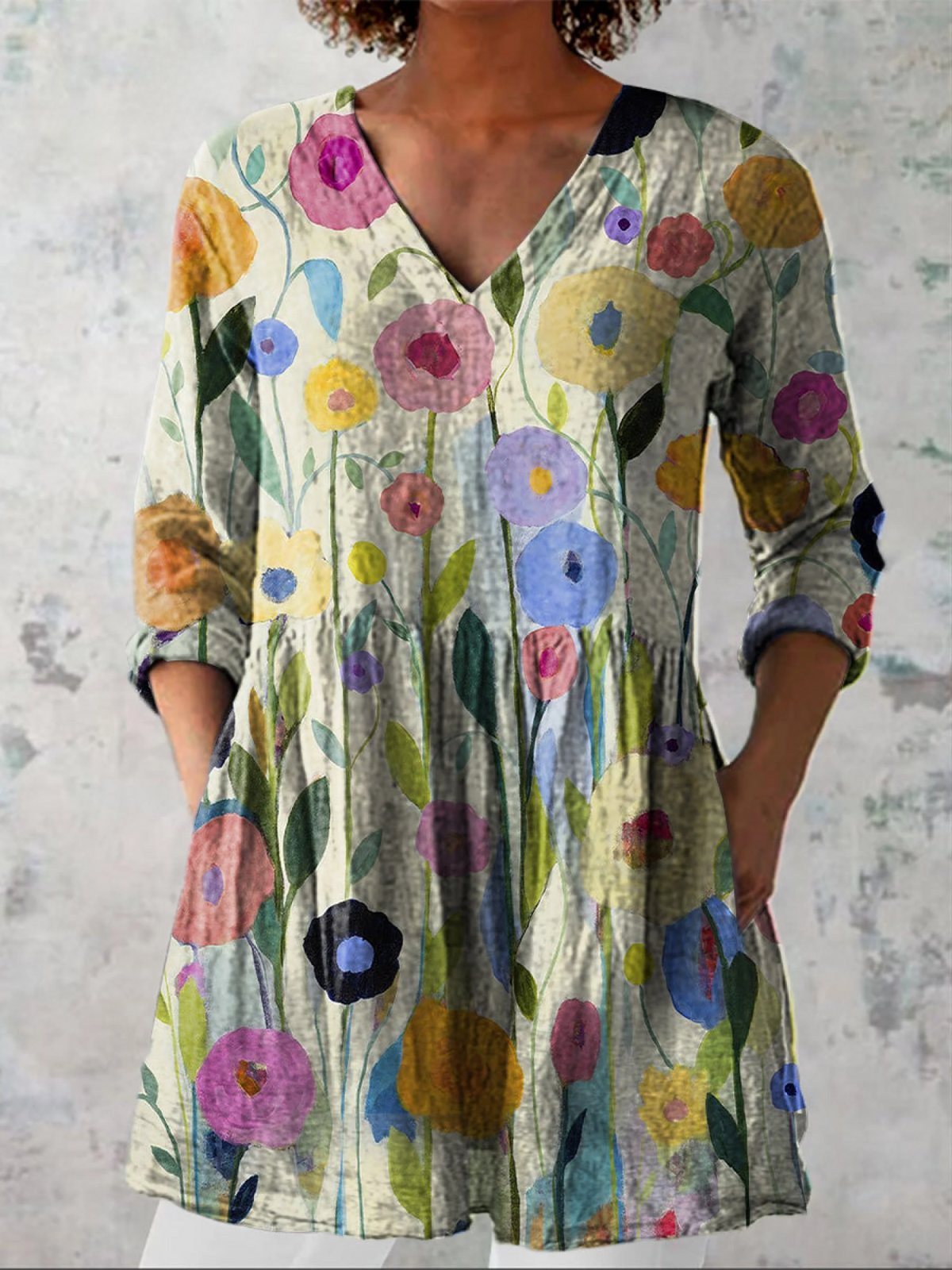 Ludmila | Blouse longue à col en V