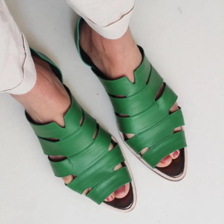 Ballerines cut-out peep toe slip-on décontractées à bout pointu