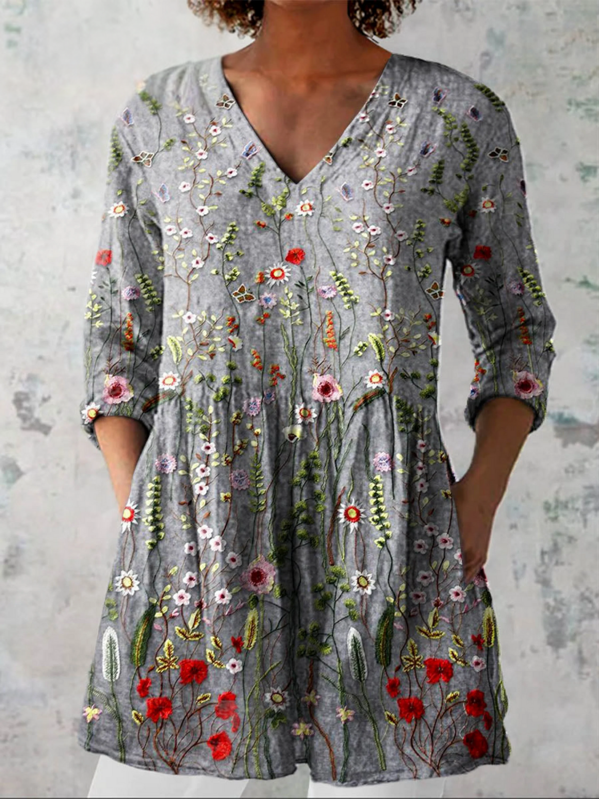 Amalie | Blouse longue à col en V