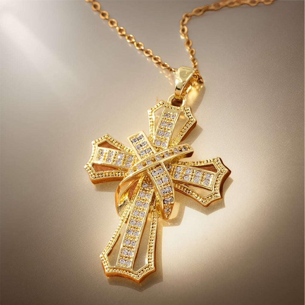 Collier avec pendentif Croix brillante | Or