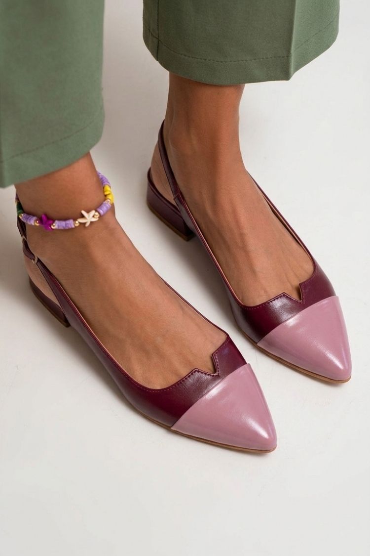 Ballerines slingback cut-out color block à bout pointu avec boucle