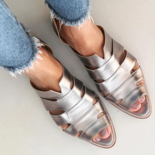 Ballerines cut-out peep toe slip-on décontractées à bout pointu