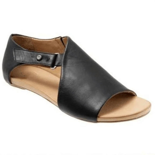 Sandales unies à boucle, découpes asymétriques et bout ouvert