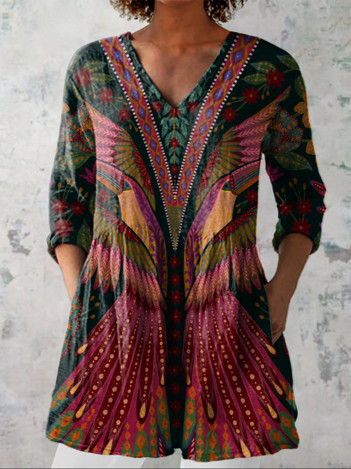 Mariana | Blouse longue à col en V