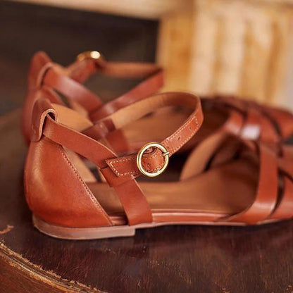 Sandales à talon, bride cheville et bout ouvert ajouré à boucle, coloris uni