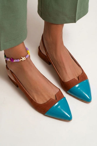 Ballerines slingback cut-out color block à bout pointu avec boucle