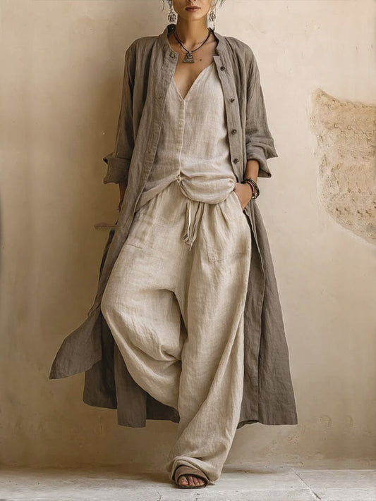Rebecka | Ensemble Bohème 3 Pièces avec Long Cardigan