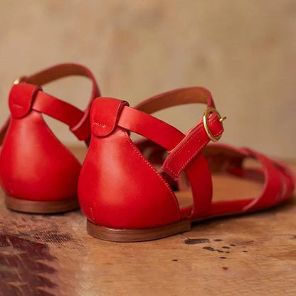 Sandales à talon, bride cheville et bout ouvert ajouré à boucle, coloris uni