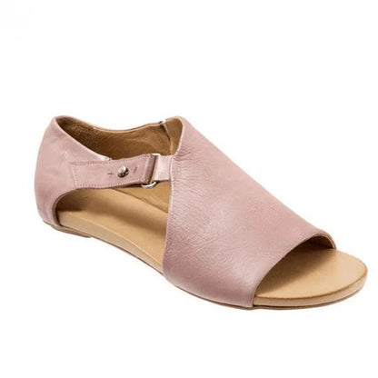 Sandales unies à boucle, découpes asymétriques et bout ouvert