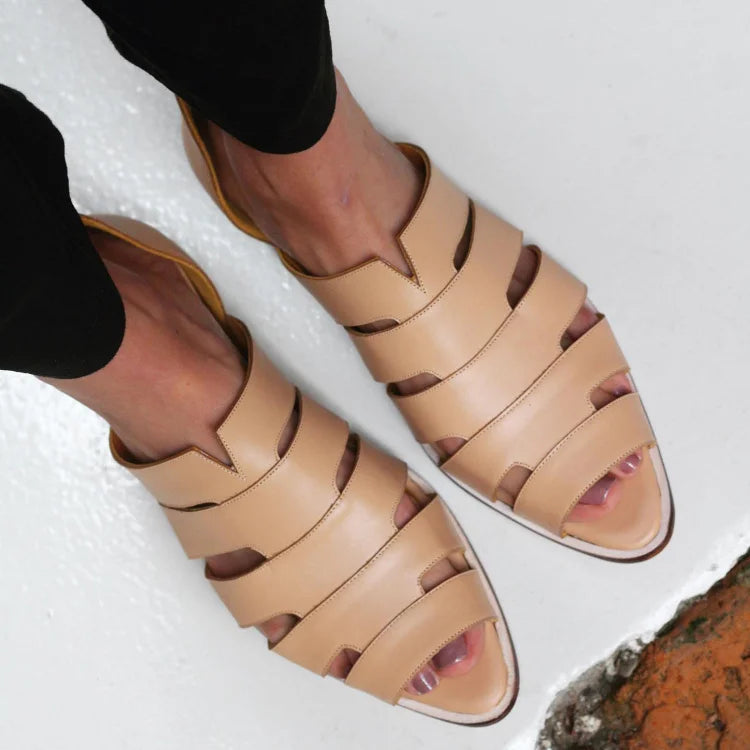 Ballerines cut-out peep toe slip-on décontractées à bout pointu