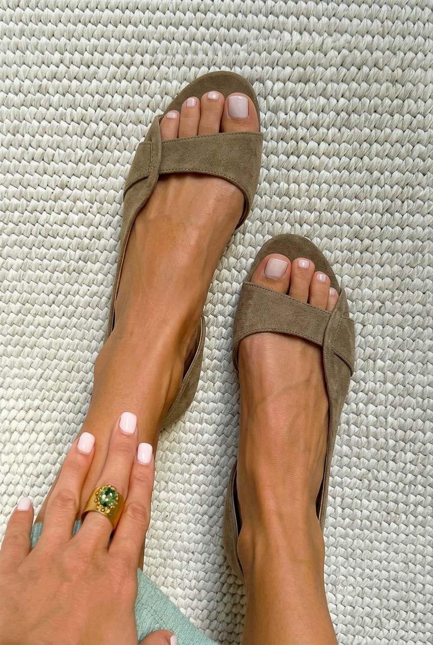 Sandales plates d'été d'Orsay peep toe en daim