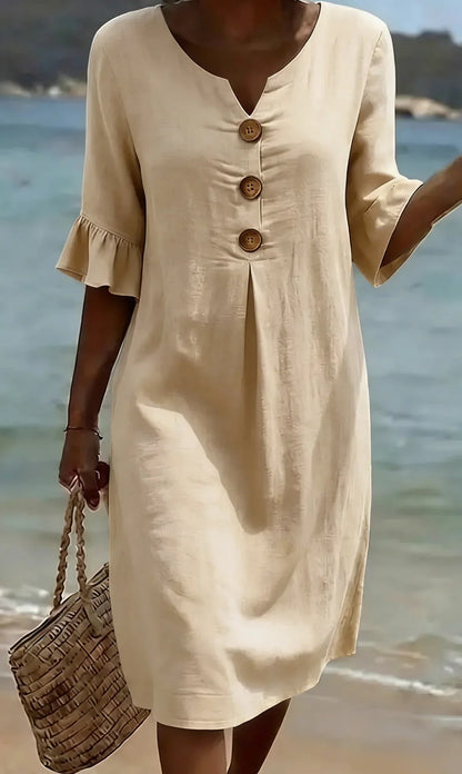 Vanesa™ | Robe Texturée Avec Manches Bouffantes et Boutons