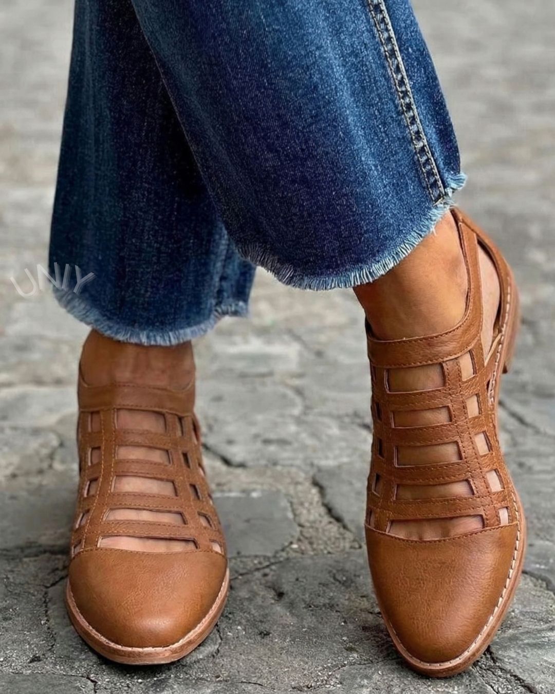 Mocassins plats élégants et polyvalents à bout pointu, marron tressé