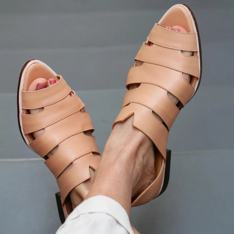 Ballerines cut-out peep toe slip-on décontractées à bout pointu