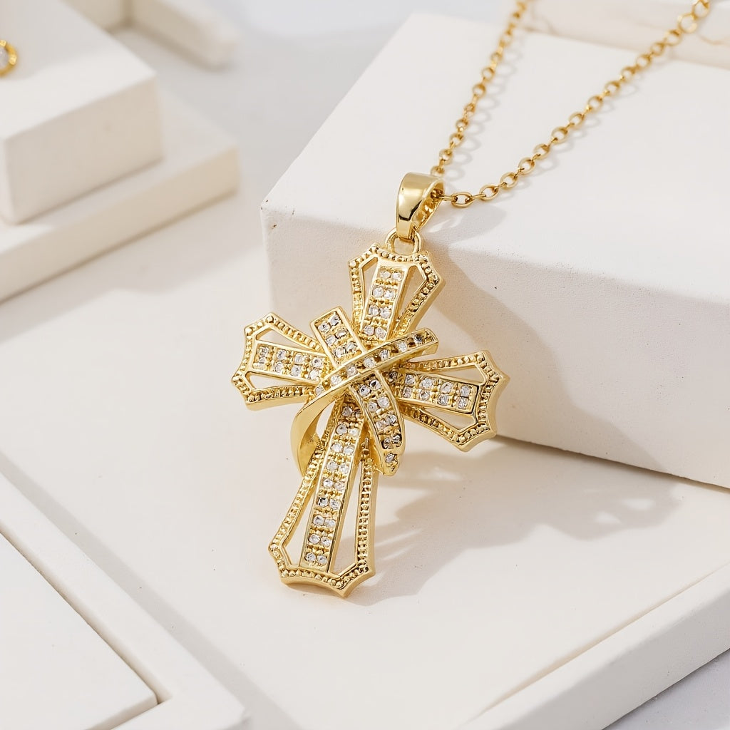 Collier avec pendentif Croix brillante | Or