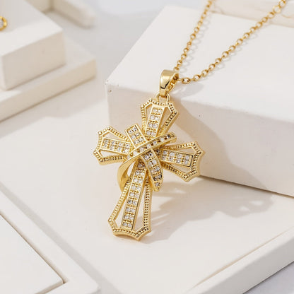 Collier avec pendentif Croix brillante | Or