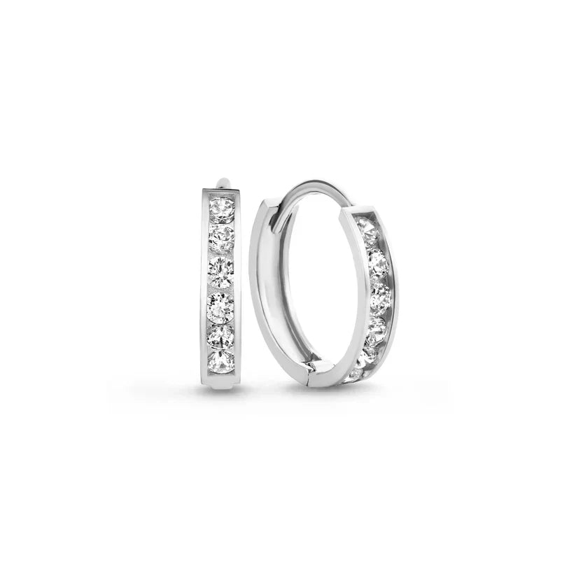 Dara Brillane Parure de boucles d'oreilles avec pierre | Or blanc