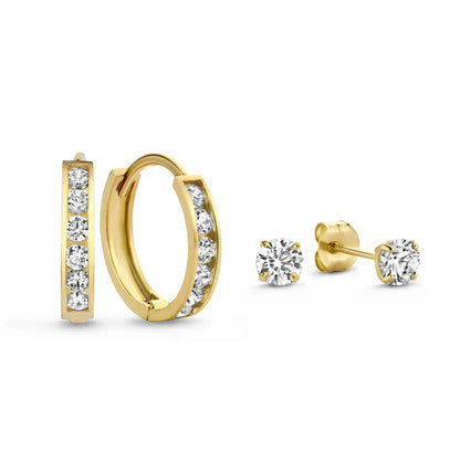 Dara Brillane Parure de boucles d'oreilles avec pierre | Or blanc