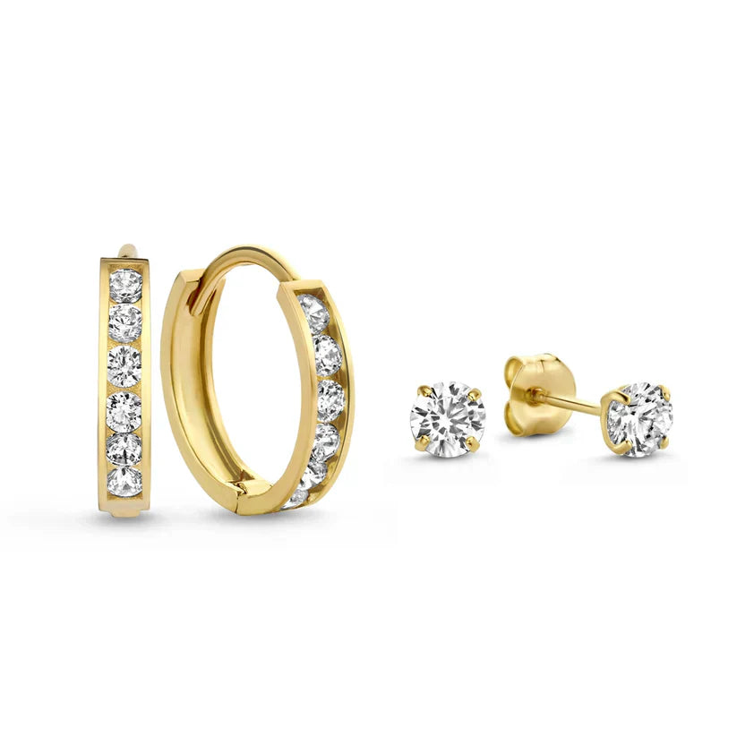 Dara Brillane Parure de boucles d'oreilles avec pierre | Or