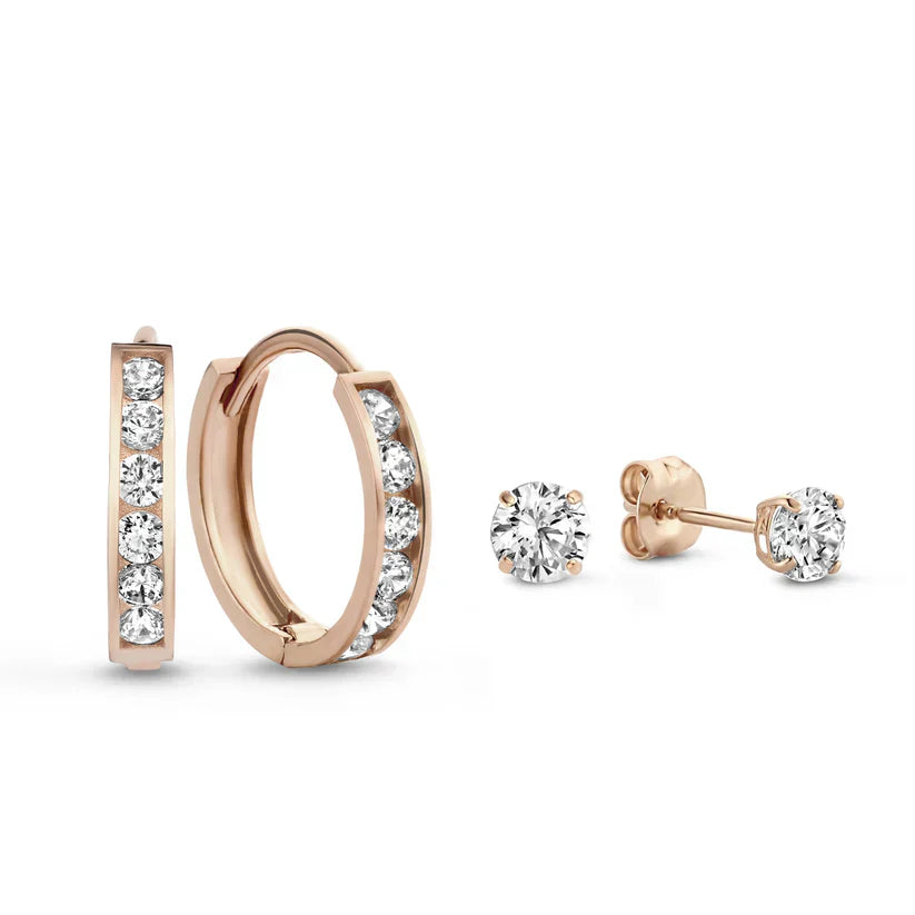 Dara Brillane Parure de boucles d'oreilles avec pierre | Or blanc